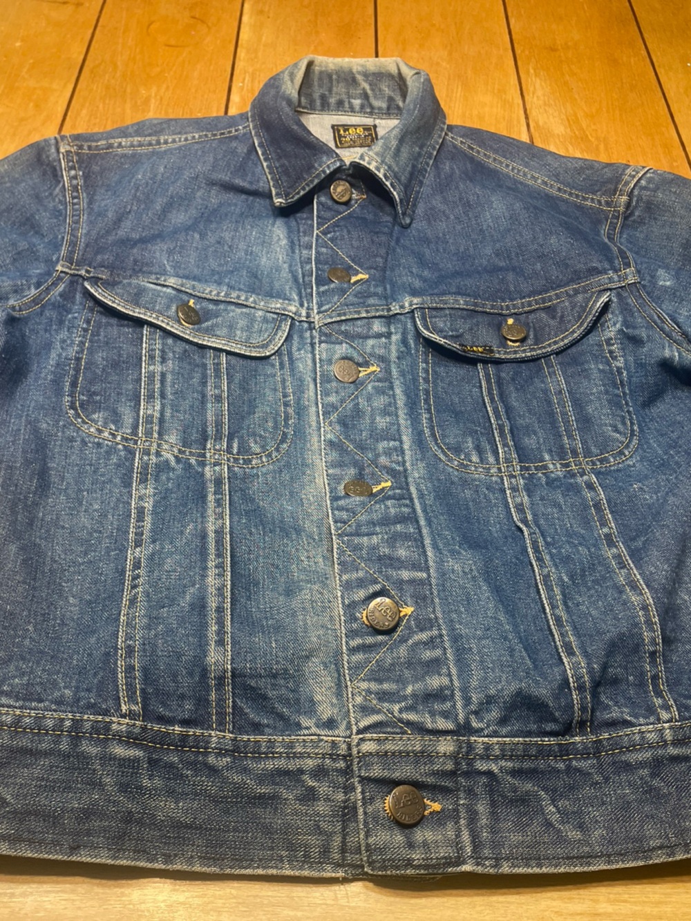 Vintage 70s Dark Wash Blue Lee 101 J Sanforized Denim Jacket 40 Union Made USA